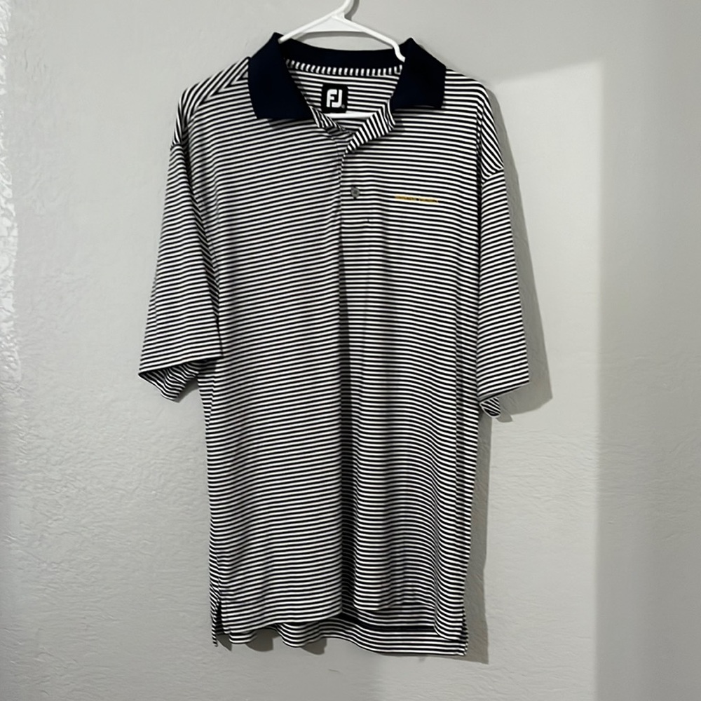 Navy Blue White Stripe FootJoy  Polo Shirt